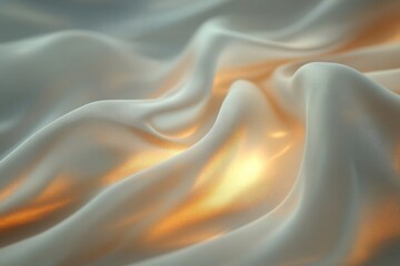 Fototapeta premium Soft white fabric illuminated by warm light creating a gentle wave effect in a serene environment