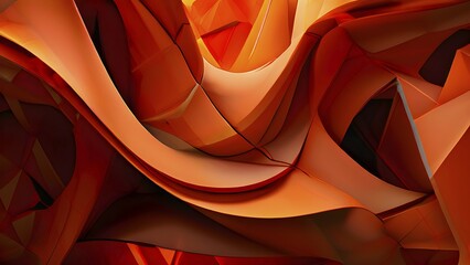 Obraz premium AI generated digital art canvas that comes alive with a fusion of geometric shapes in orange color tones
