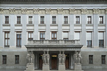 Austrian Parliament, facade with caryatids, Vienna, Austria, Europe