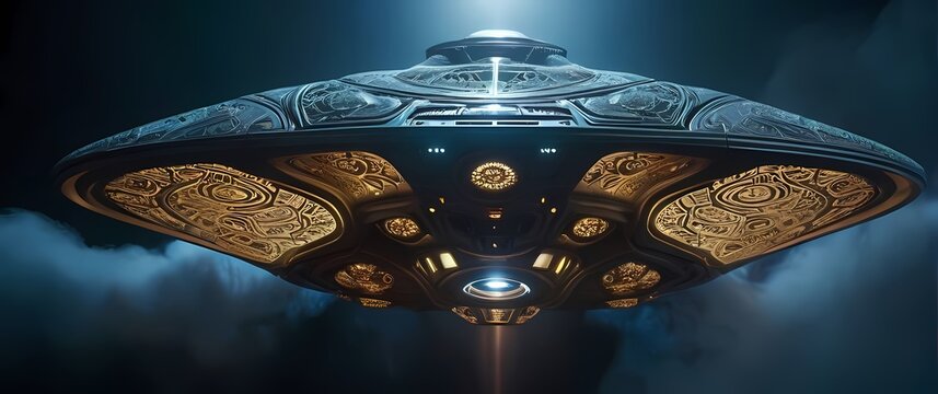 A highly decorated alien spacecraft adorned with intricate patterns highlighting creativity
