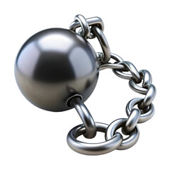 prison shackle with chain 3d rendering on white