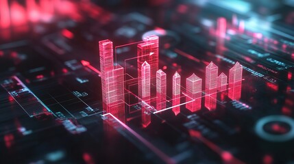 Abstractdigital 3d concept financial symbol. .Businessman drawing business growth graph. goal achievement with increasing arrows. Business strategy development