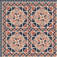 Seamless pattern design with traditional Palestinian embroidery motif