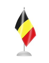 The Belgian flag. Table Flag. Isolated on white