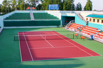 Tennis court. General view, panorama of the sports arena