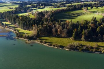 Fototapeta premium Premer Lechsee, Lech, Prem, region Füssen, Ostallgäu, Bavaria, Germany, Europe