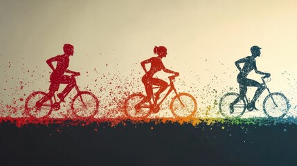 Dynamic Cycling Silhouettes in Vibrant Red and Blue Tones