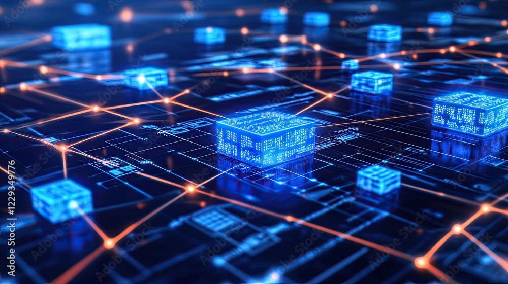 Poster 3d rendering of futuristic data processing. abstract tech style