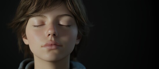 Young person with eyes closed in peaceful meditation