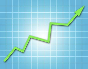 Obraz premium Arrow graph going up on blue background
