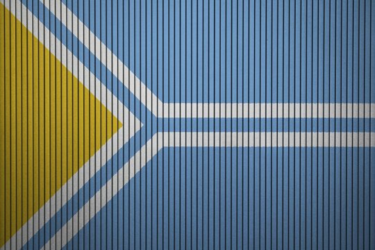 Tuva Flag painted on the cracked grunge concrete wall