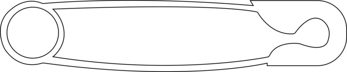 safety pin icon.Opened and closed pin.Needle and Safety Pin Icon on Black and White Vector Backgrounds.Realistic Metal Safety Pin Vector silhouette editable stroke on transparent background.