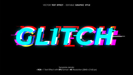 Editable glitch 3D text effect template