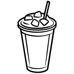 Summer Vibes Iced Coffee Line Drawing