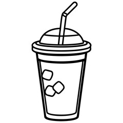 Summer Vibes Iced Coffee Line Drawing