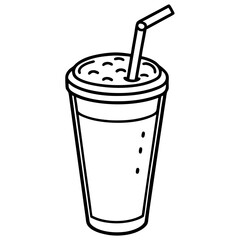 Summer Vibes Iced Coffee Line Drawing