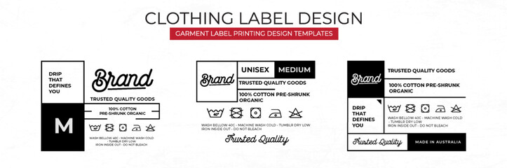 Modern Clothing Label Design Templates for Garment Identification and Branding