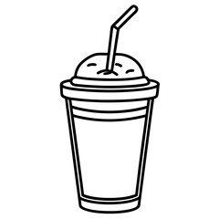 Summer Vibes Iced Coffee Line Drawing