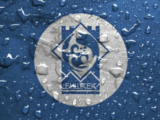 Flag of Bishkek with rain drops
