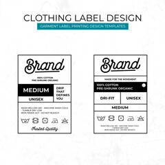 Modern Clothing Label Design Template Featuring Care Instructions