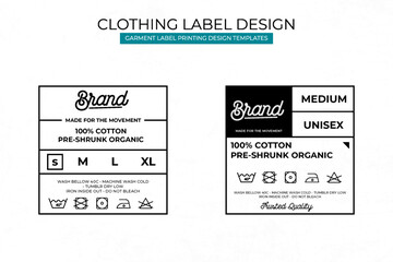 Modern Clothing Label Design Template Featuring Care Instructions
