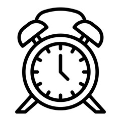 Alarm Clock Vector Line Icon Design