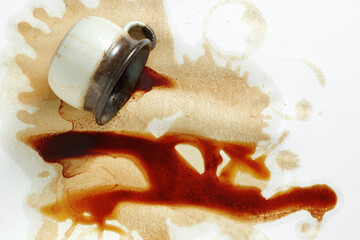 Spilled cup of coffee