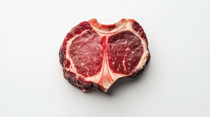 Obraz premium Cross Section of Beef Shin Cut with Marrow on White Background