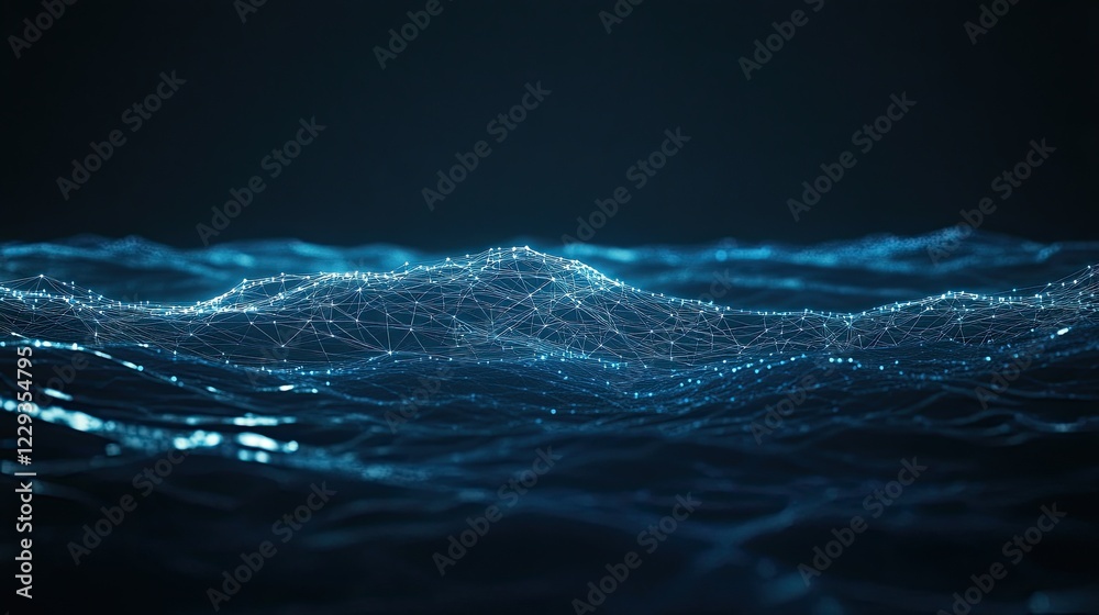 Poster a dark backdrop features an abstract network of glowing lines and dots representing advanced digital