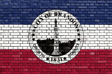 Flag of Brandon, Mississippi painted on brick wall