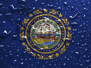 Flag of New Hampshire with rain drops