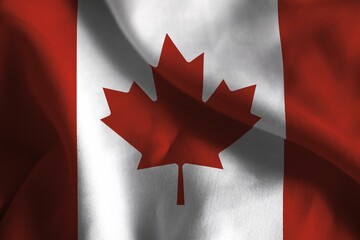 A ruffled fabric flag of Canada