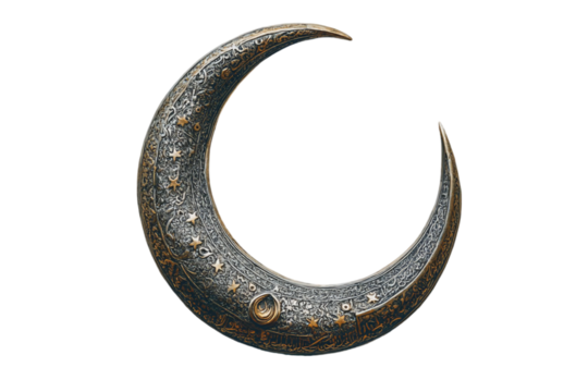 Crescent Moon with Golden Texture on Black Background