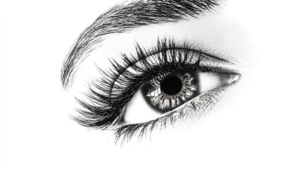 Fototapeta premium pencil sketch of female eye with long eye lashes against isolated background.ai