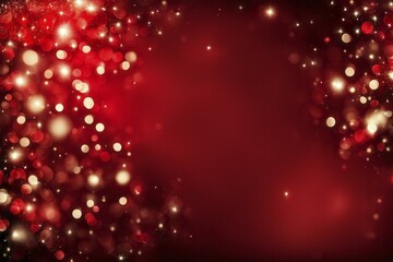A vibrant red bokeh pattern with various sizes of lights, creating a festive atmosphere, AI generated