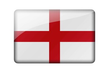 Obraz premium The England flag. Rectangular glossy icon. Isolated on white background