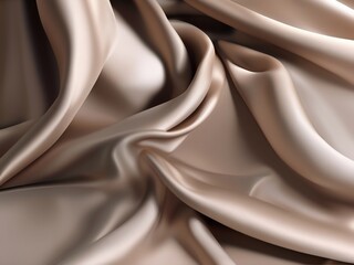 Fototapeta premium Beautiful, Smooth Bridal Banner. cream Glistening Fabric Background with Wrinkles and Folds.