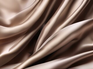 Obraz premium Beautiful, Smooth Bridal Banner. cream Glistening Fabric Background with Wrinkles and Folds.
