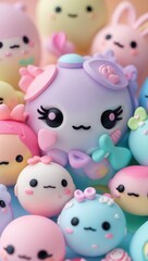 Obraz premium Joyful Pastel Kawaii Figures for Playful Decor