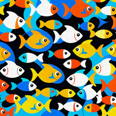 Fish. For use in graphics. T-shirt print, tattoo design. Illustration for printing on wall decorations. Oil painting