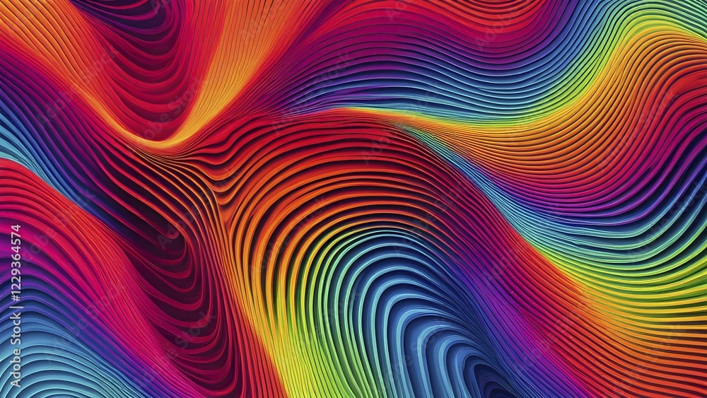 Aufkleber seamless abstract pattern of vector fluid curved lines creating a dynamic ripple effect in vibrant n