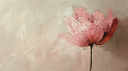 Artistic rendition of a pink flower with elegant brushstrokes on a simple background, ai generated, AI generated