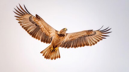 Fototapeta premium Majestic Bald Eagle Soaring Gracefully in Open Blue Sky