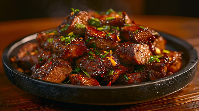 Sizzling plate of Sichuan-style dry-fried lamb with cumin