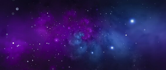 Deep outer space background with stars and nebula in blue and purple