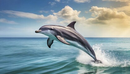 Naklejka premium AI generated, A dolphin (Delphinidae) (Delphinus delphis), Dolphin, sideways
