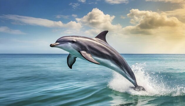 AI generated, A dolphin (Delphinidae) (Delphinus delphis), Dolphin, sideways