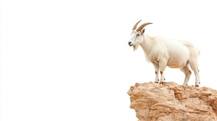 Obraz premium Majestic Mountain Goat Standing Proudly on a Cliff Edge