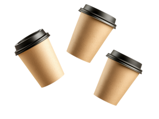 Three ceramic coffee cups, a warm and aromatic caffeine trio three