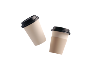 Two coffee cups on a dark background, minimalist and cozy coffee break image two